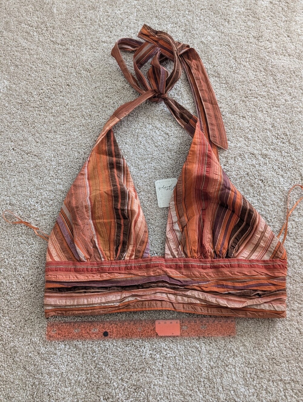 Free People Sedona Stripe Halter Top. NWT. Copper - Picture 2 of 7